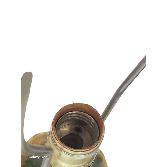 Vintage Tall Table Lamp With Brass Base Hand-Painted Floral Ceramic original fin - Picture 12 of 16